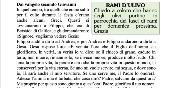 Avvisi della settimana – 17 Marzo 2024