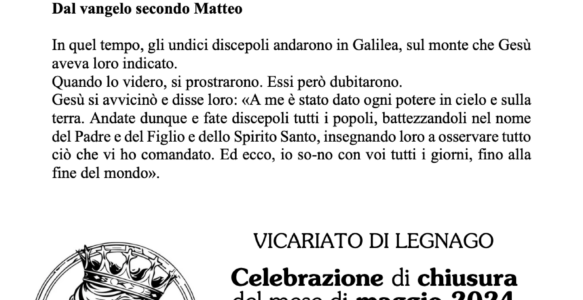Avvisi della settimana – 26 Maggio 2024