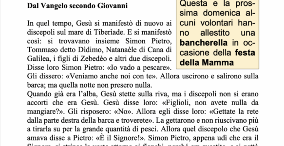 Avvisi della settimana – 04 Maggio 2024