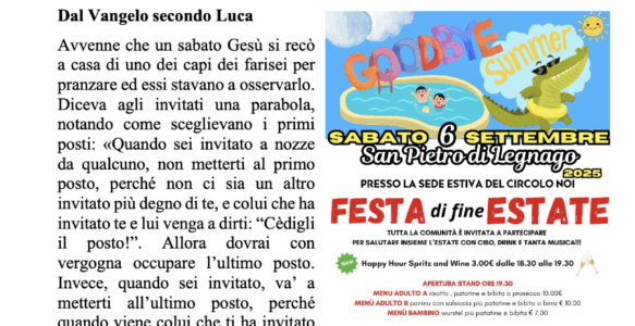 Avvisi della settimana – 31 Agosto 2025
