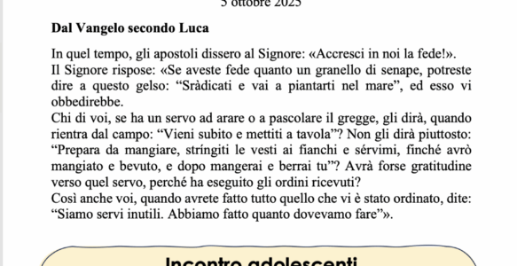 Avvisi della settimana – 6 OTTOBRE 2025