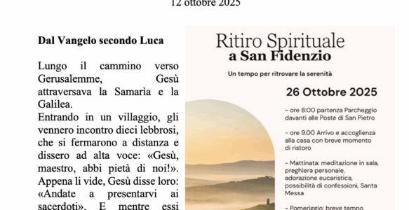 Avvisi della settimana – 12 OTTOBRE 2025