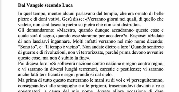 Avvisi della settimana – 16 NOVEMBRE 2025