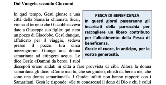 Avvisi della settimana – 08 Marzo 2026