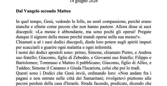 Avvisi della settimana – 11 Giugno 2026