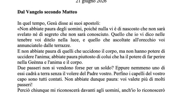 Avvisi della settimana – 21 Giugno 2026