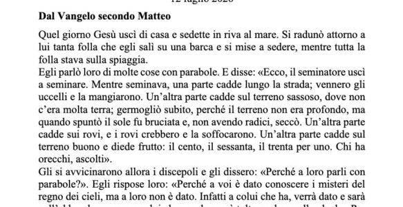 Avvisi della settimana – 12 Luglio 2026