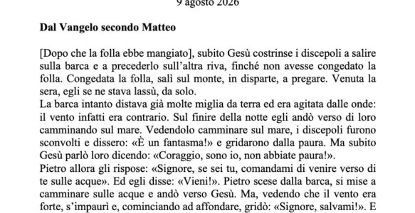 Avvisi della settimana – 9 Agosto 2026