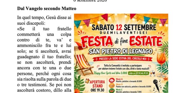 Avvisi della settimana – 06 Agosto 2026