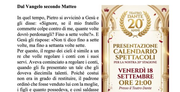 Avvisi della settimana – 13 Settembre 2026