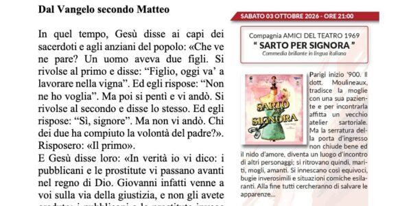 Avvisi della settimana – 27 Settembre 2026