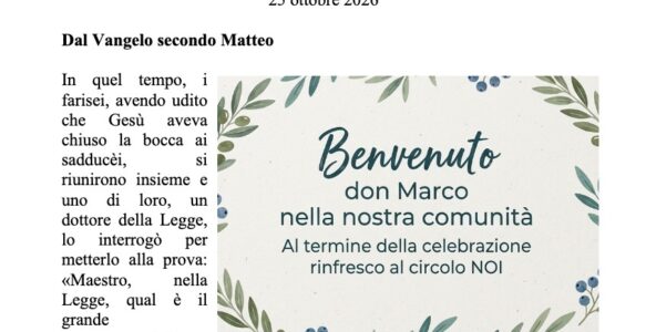 Avvisi della settimana – 25 Ottobre 2026